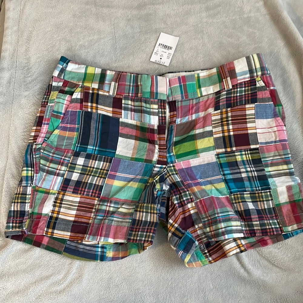NWT J.Crew women's madras plaid shorts--size 4
